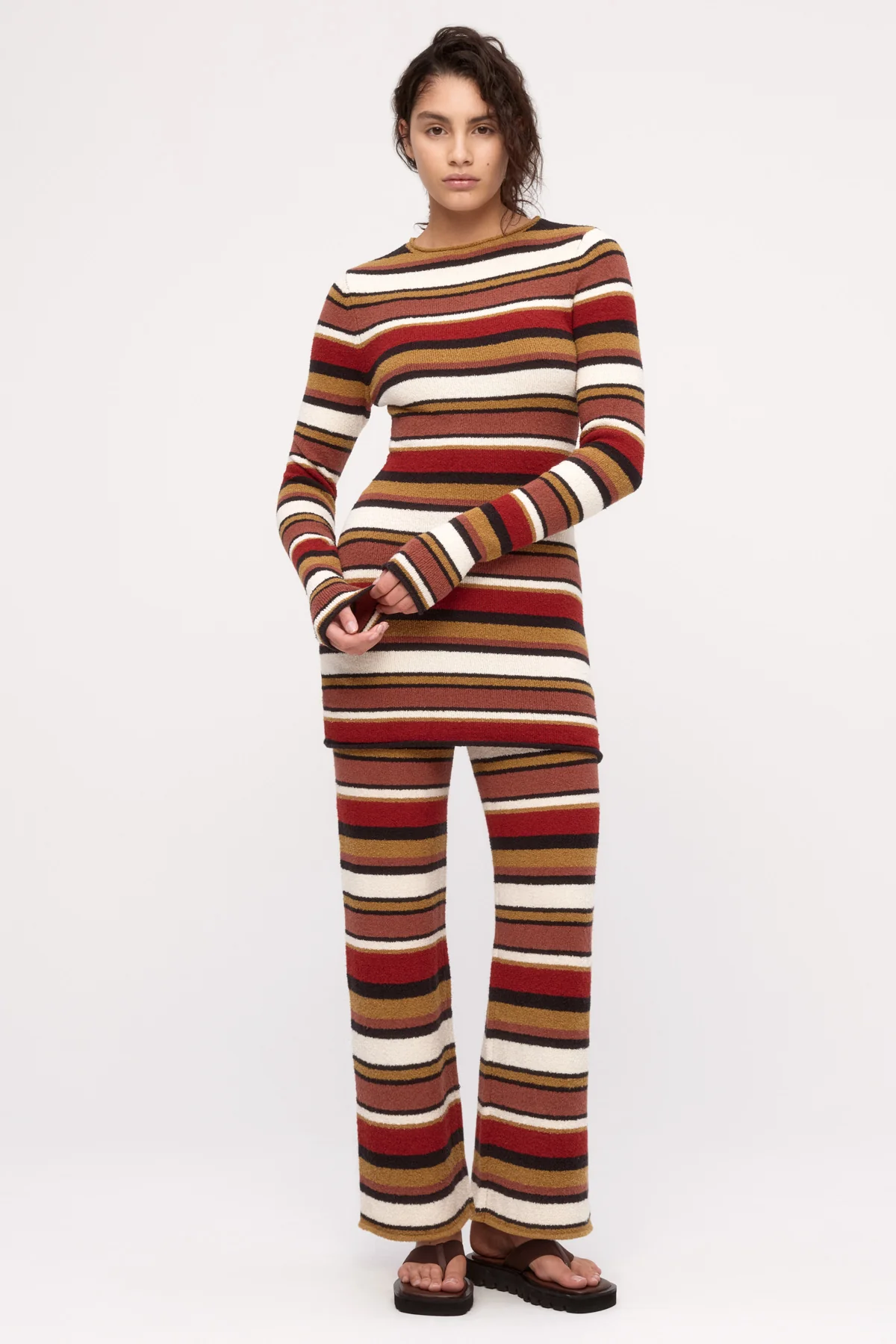 Textured Knit Pant - Earth Stripe - Image 5