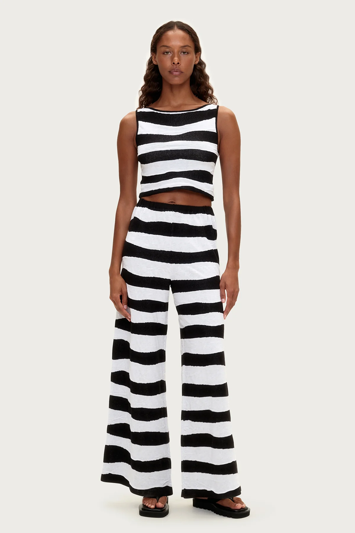 Textured Knit Tank - Black Stripe - Image 3