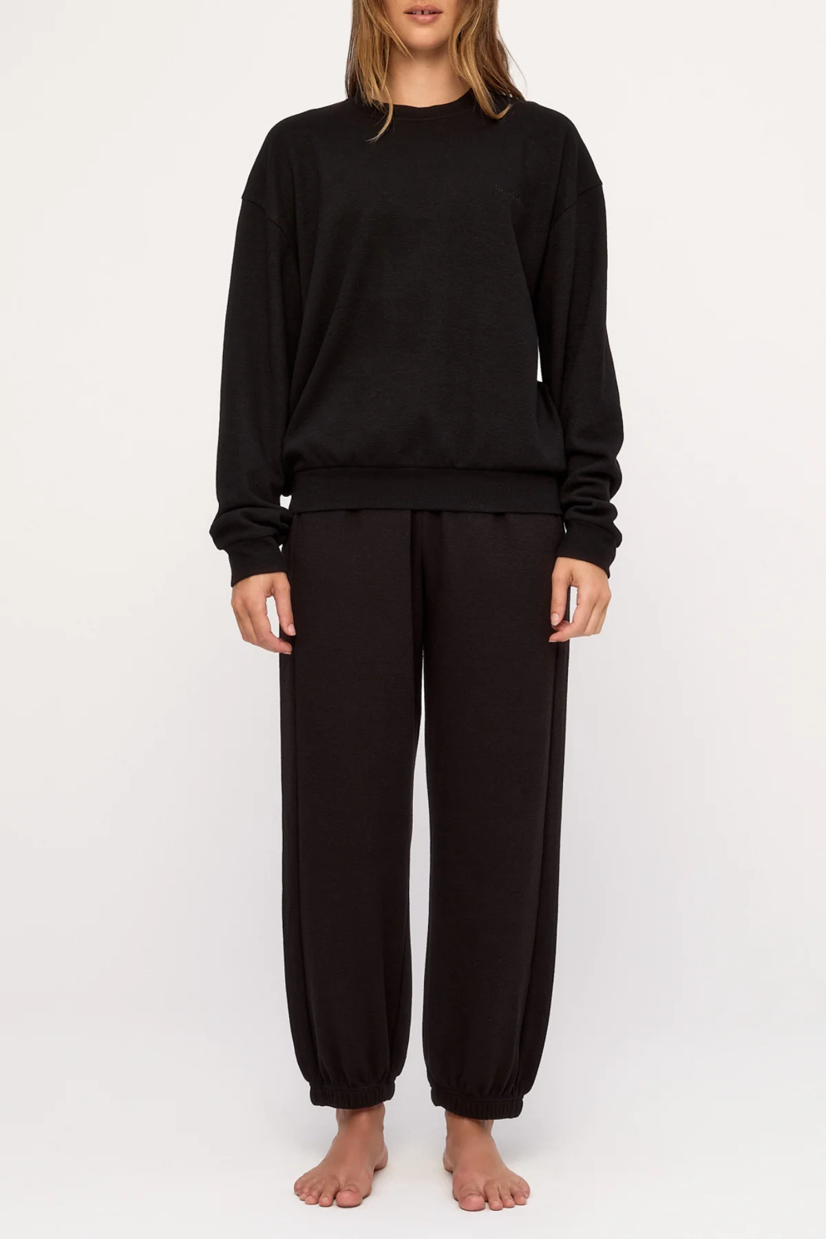 Textured Sport Sweat Pant - Black Waffle - Image 2