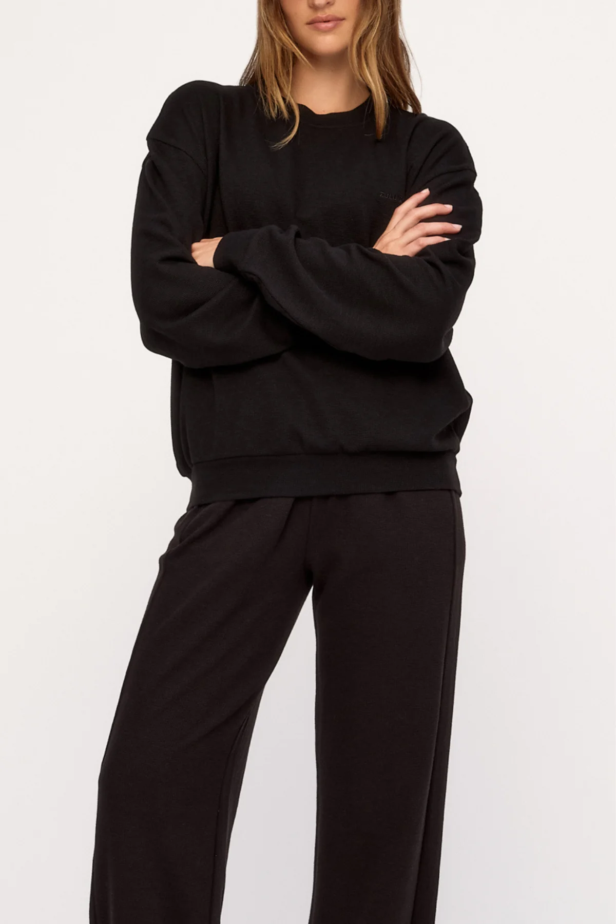 Textured Sport Sweat Shirt - Black Waffle - Image 2