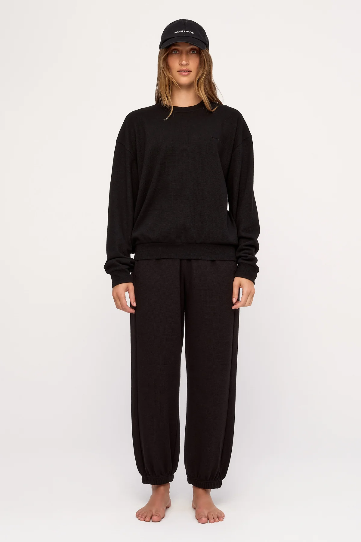 Textured Sport Sweat Shirt - Black Waffle - Image 3