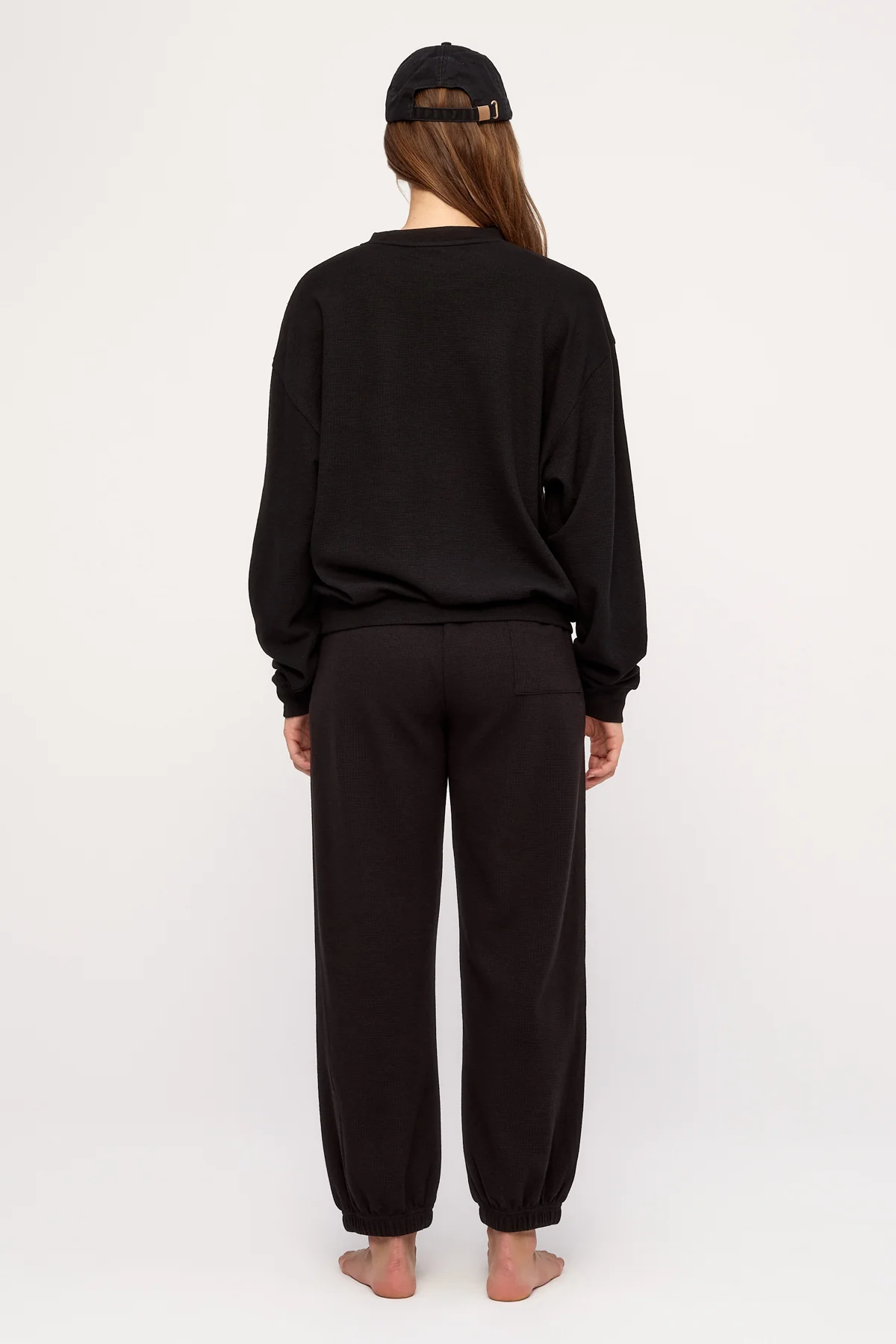 Textured Sport Sweat Shirt - Black Waffle - Image 6