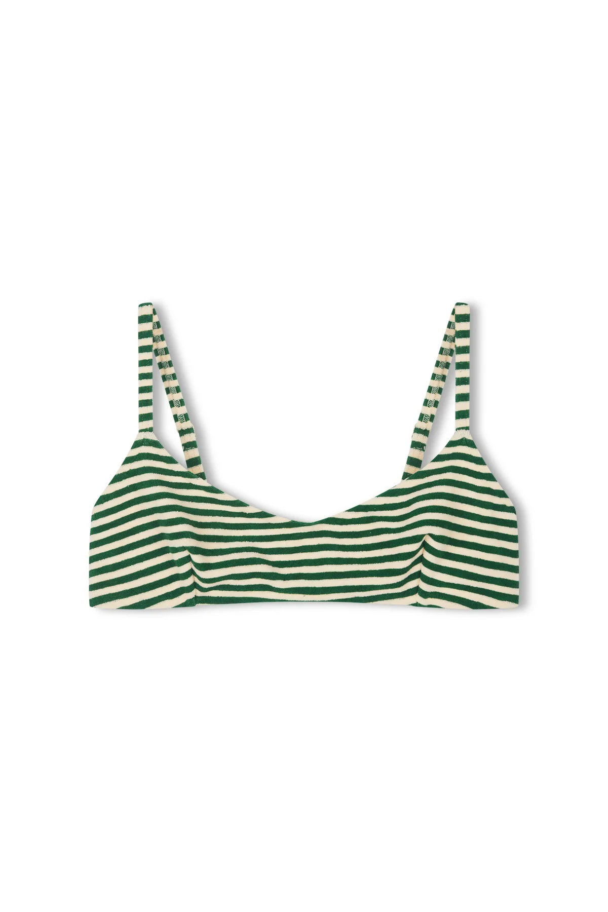 Towelling Minimal Bralette Top - Green Stripe - Image 9