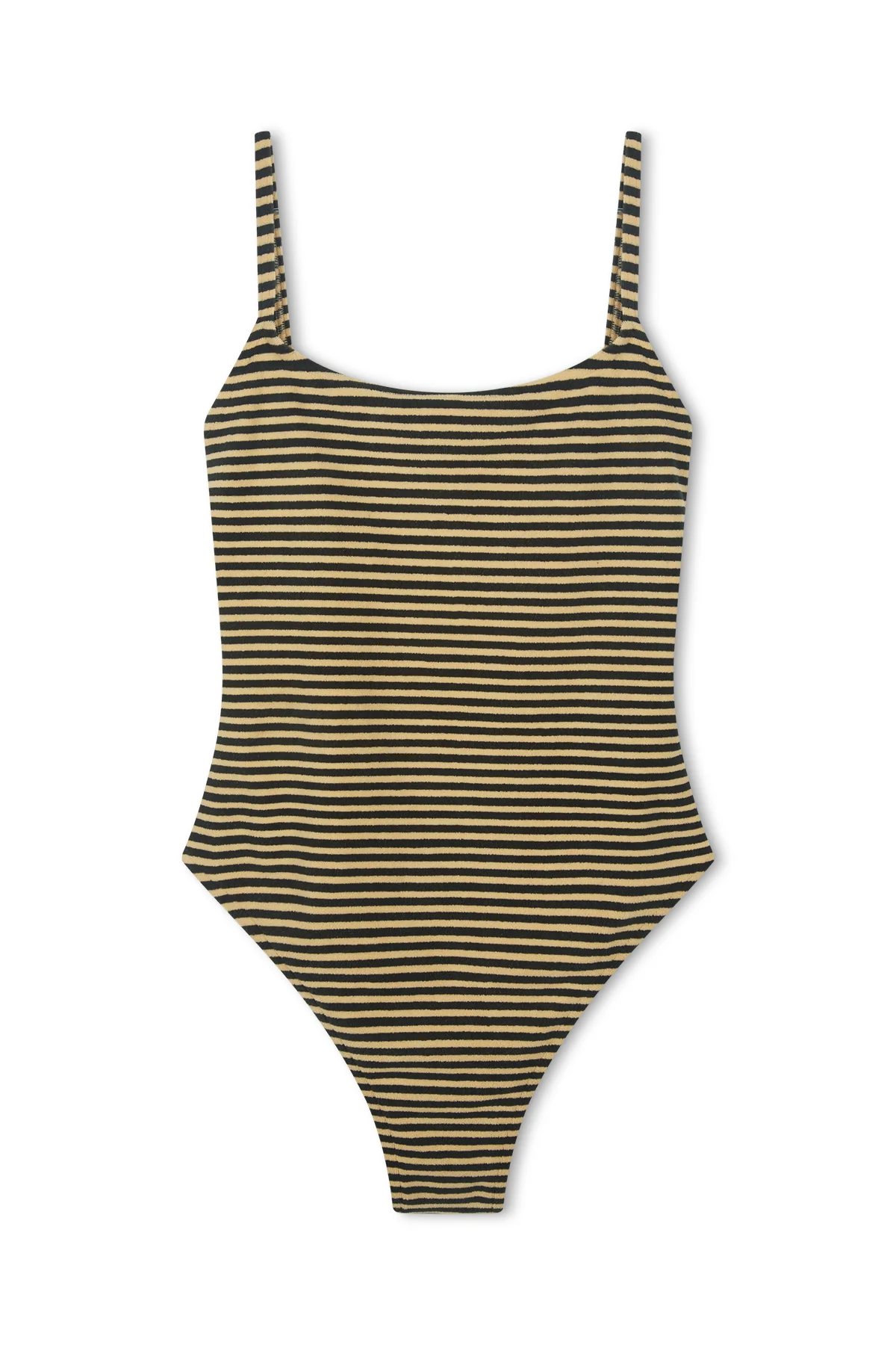 Towelling Simple One Piece - Black Stripe