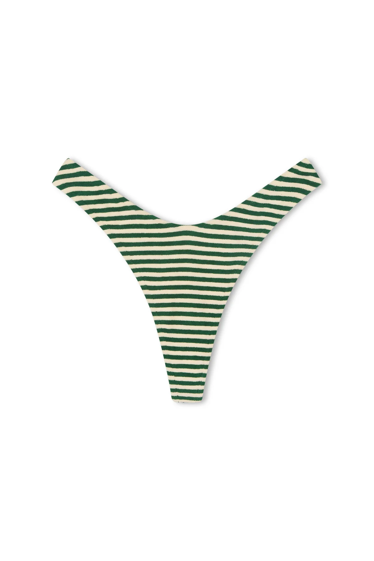 Towelling Thong Brief - Green Stripe - Image 8