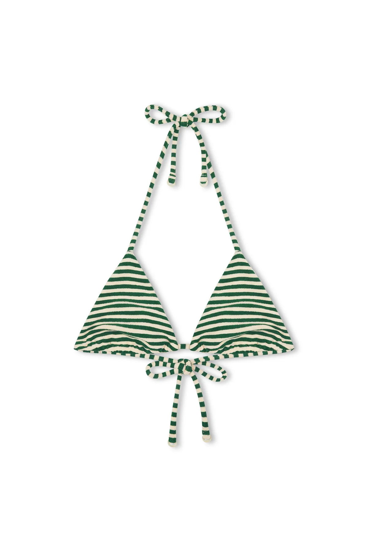 Towelling Tie Triangle Top - Green Stripe - Image 2