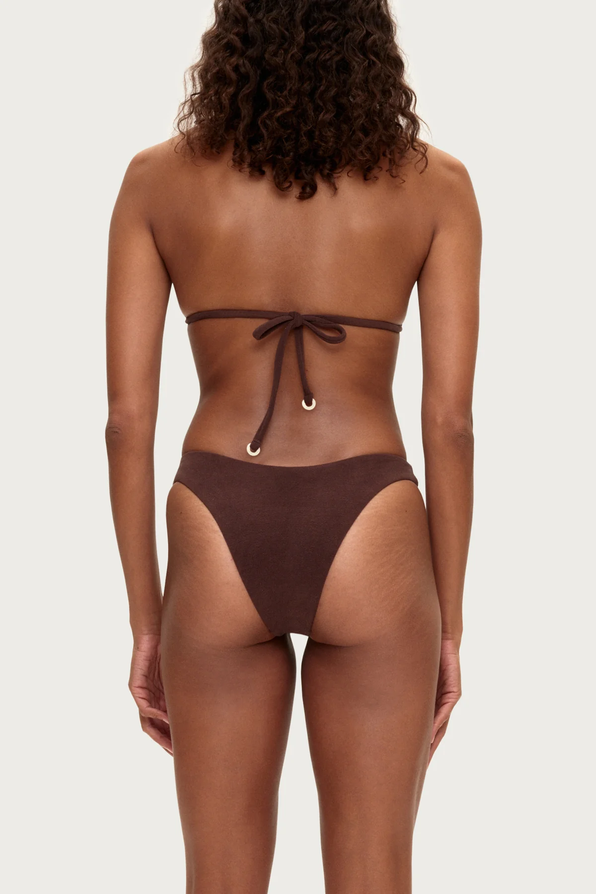 Towelling Triangle Top - Chocolate - Image 4