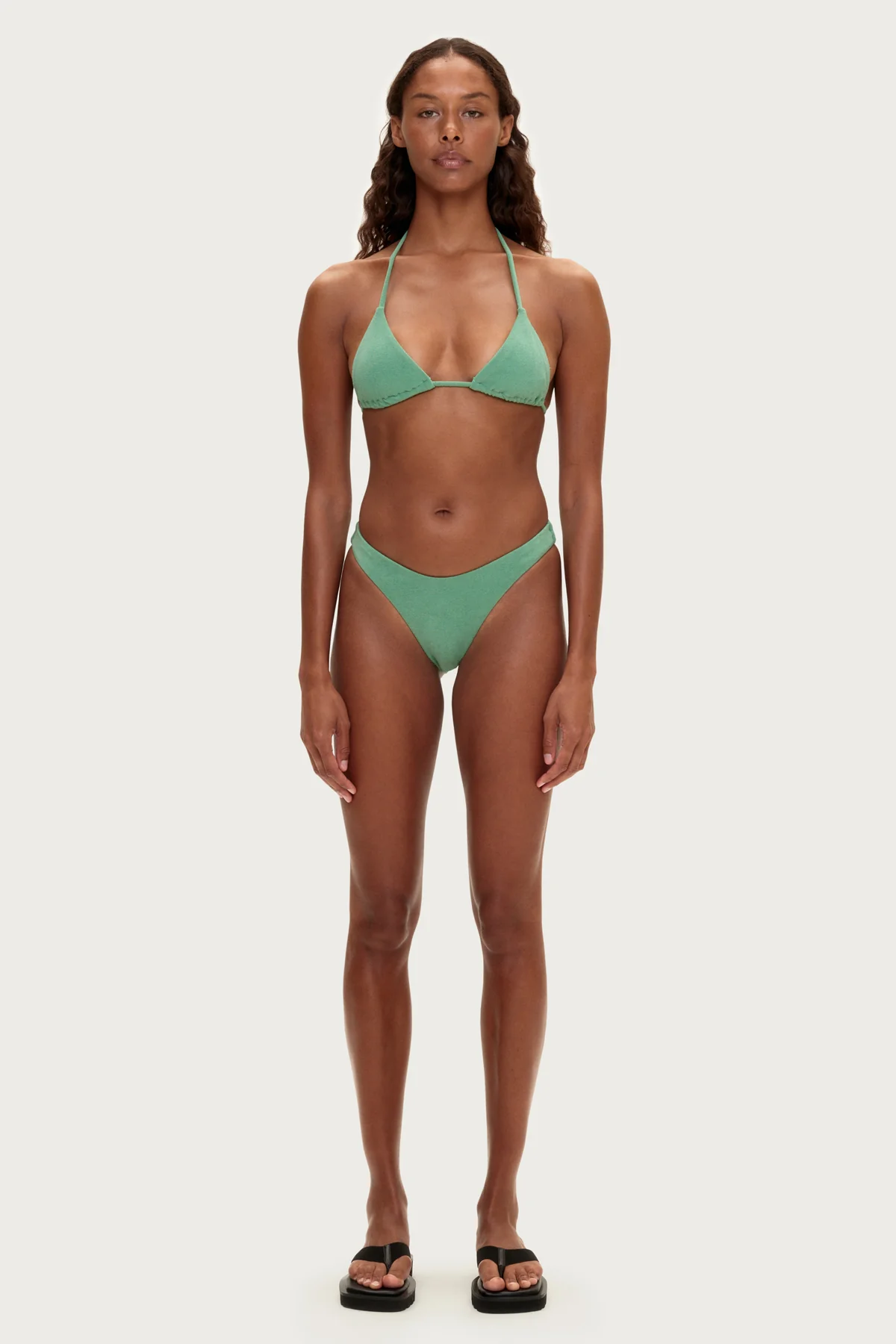Towelling Triangle Top - Green - Image 3