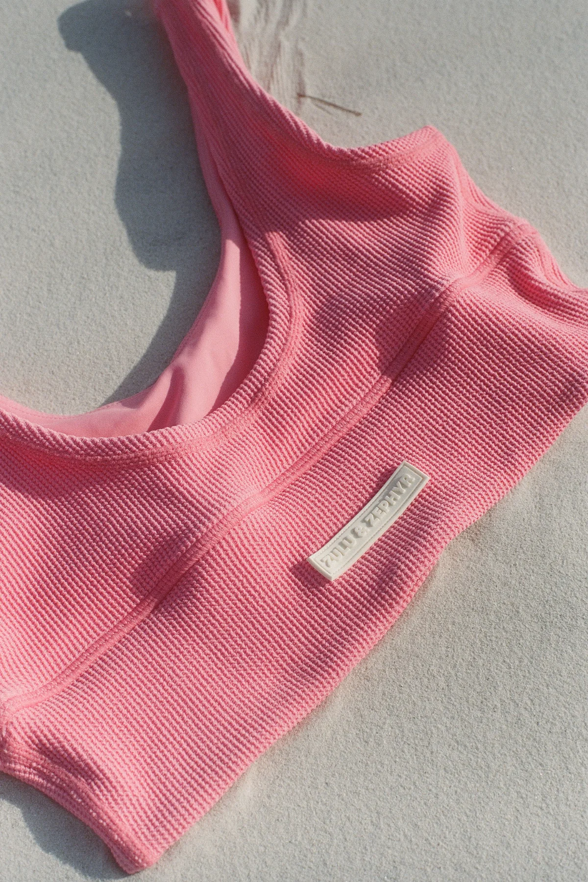 Waffle Crop Top - Pink - Image 4