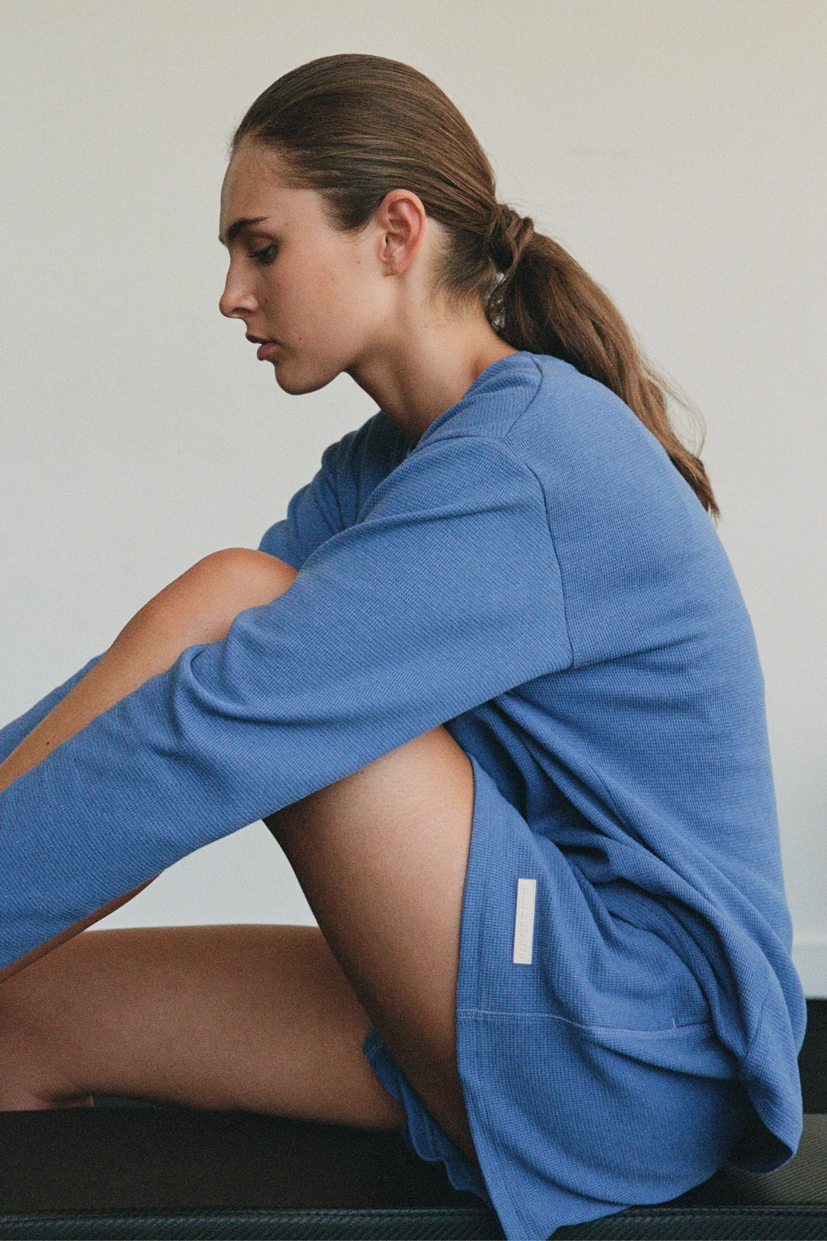 Waffle Long Sleeve Sport Tee - Blue - Image 3