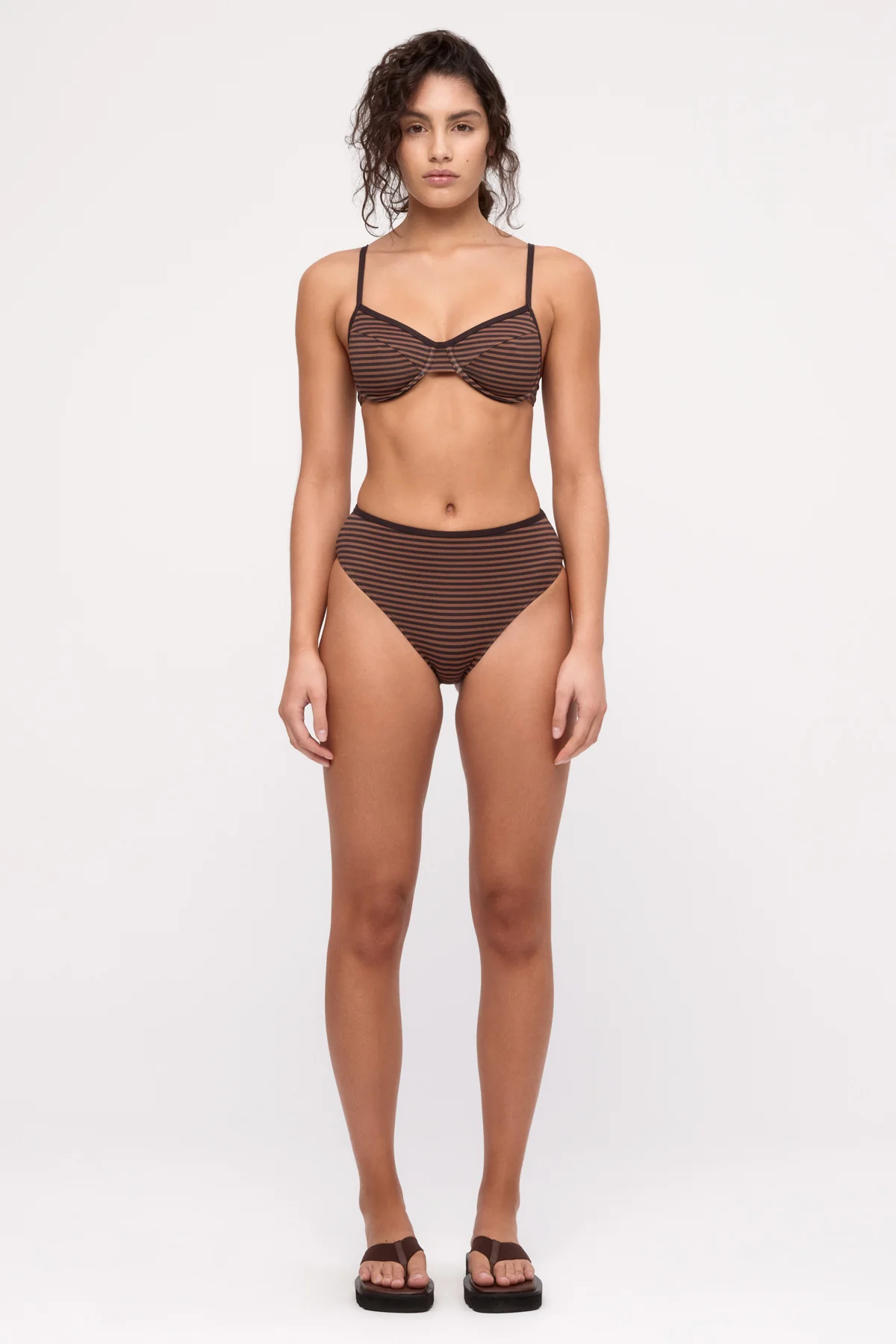 Waisted Full Brief - Brown Stripe