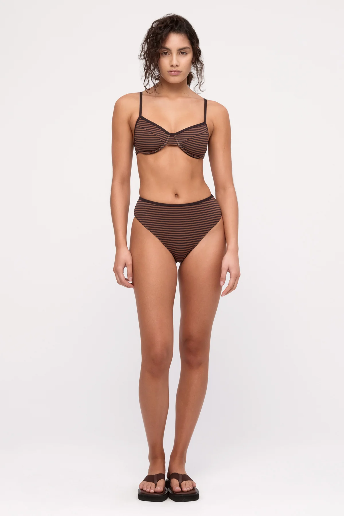 Waisted Full Brief - Brown Stripe - Image 2