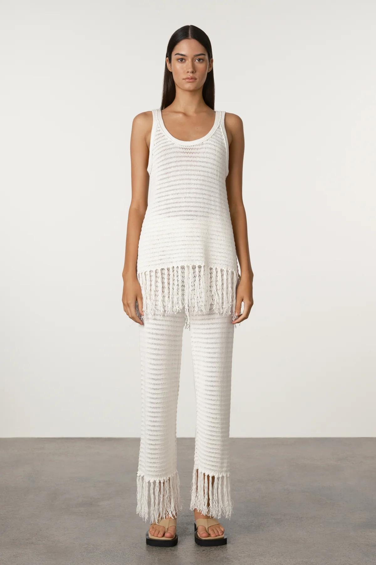 Crochet Knit Tank - White