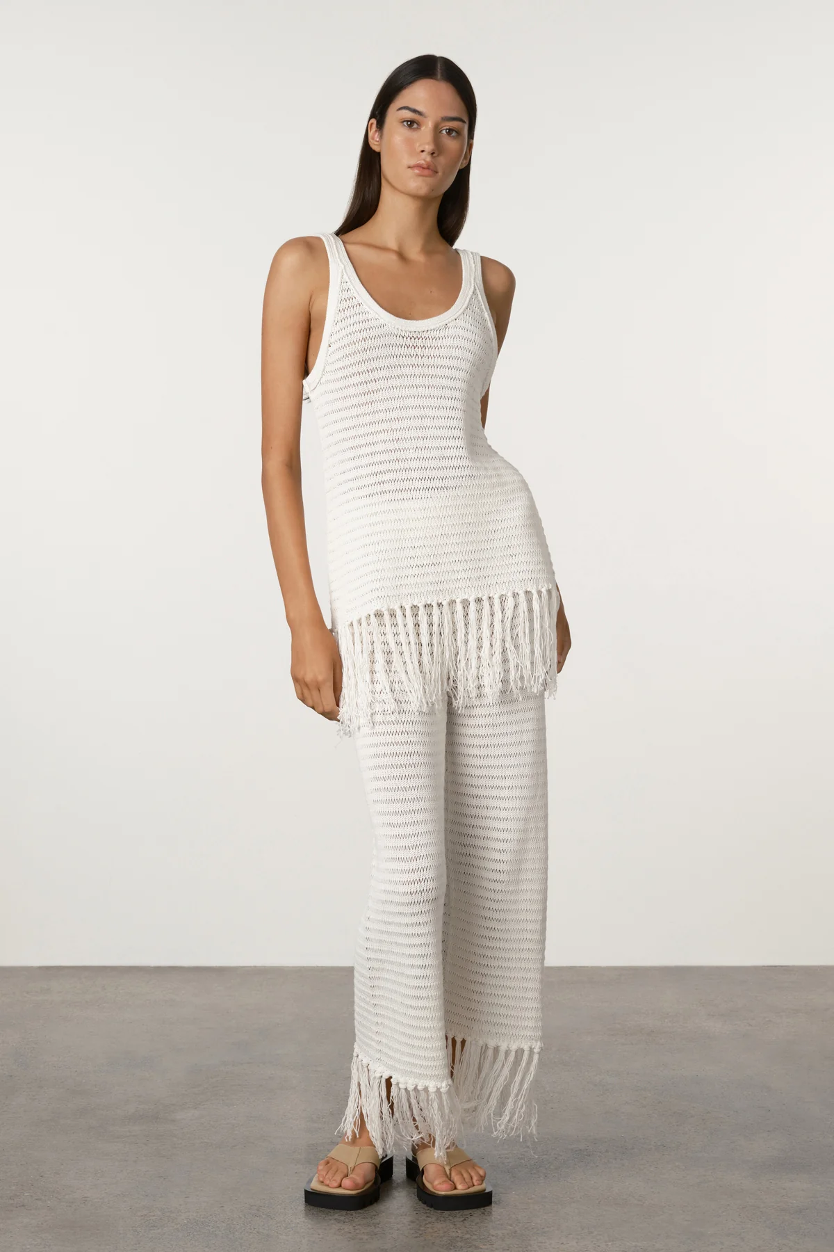 Crochet Knit Tank - White - Image 2