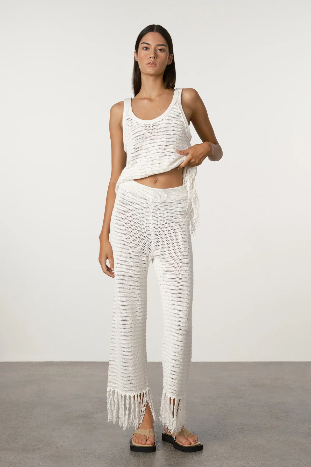 Crochet Knit Tank - White - Image 4