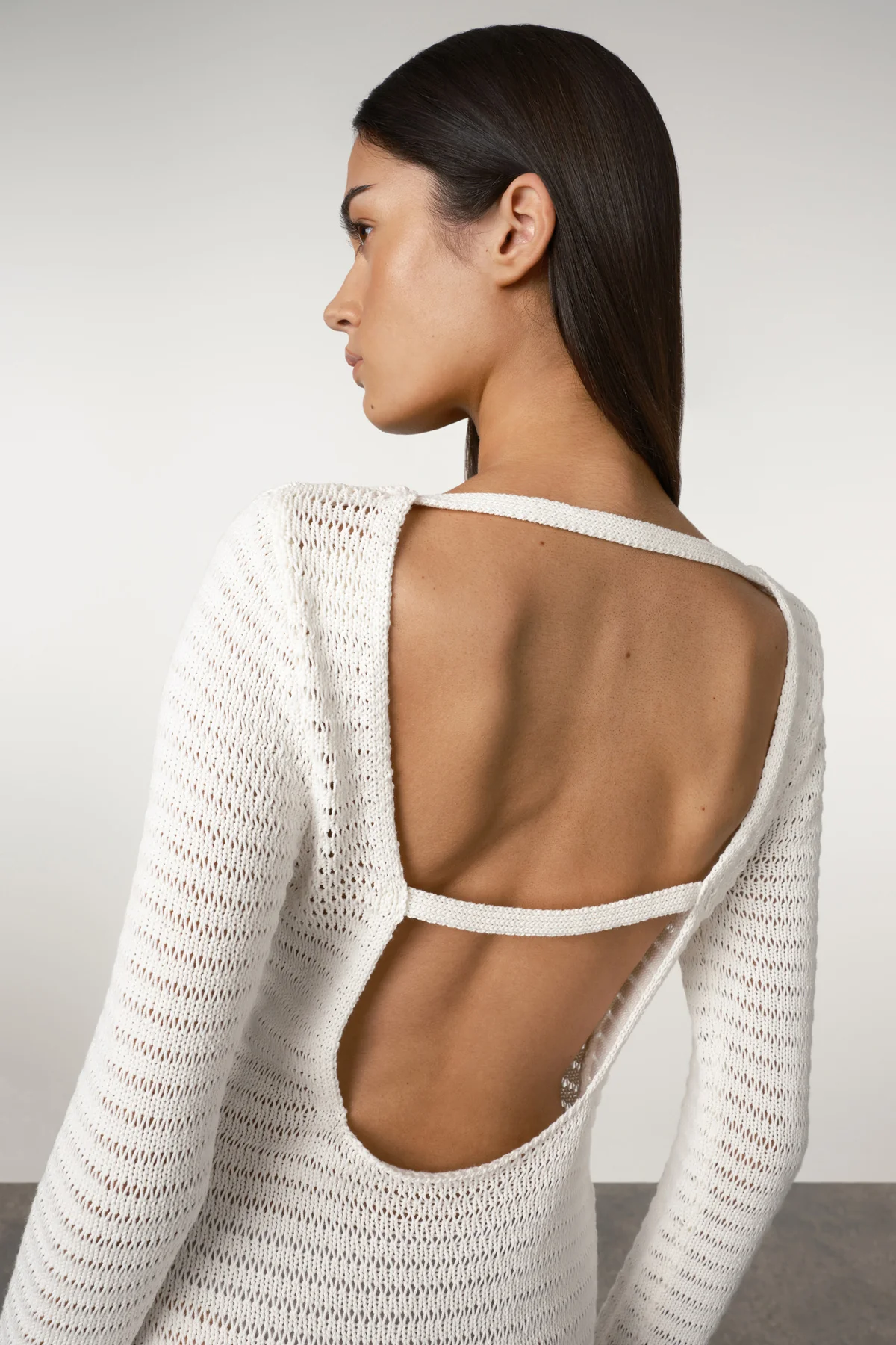 Crochet Lattice Knit Mini Dress - White - Image 4