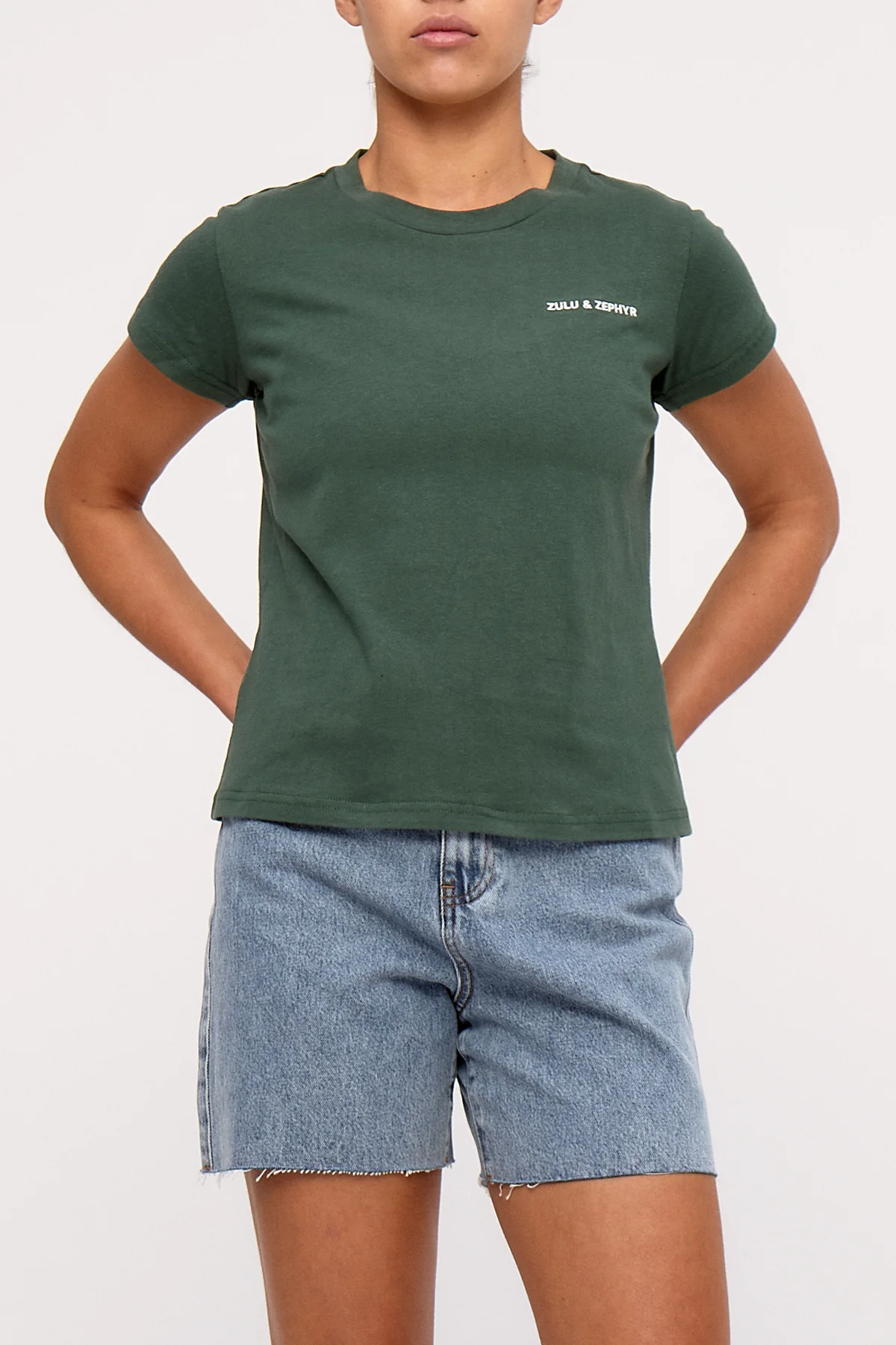 Zulu & Zephyr Logo Slim Tee - Tallow Green - Image 4
